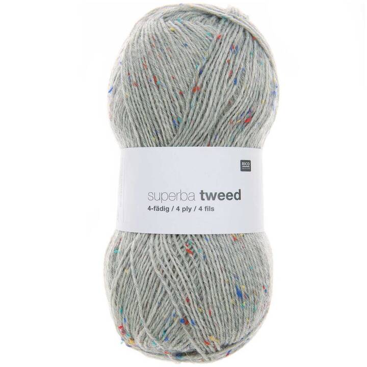RICO DESIGN Wolle Tweed (100 g, Hellgrau, Grau)