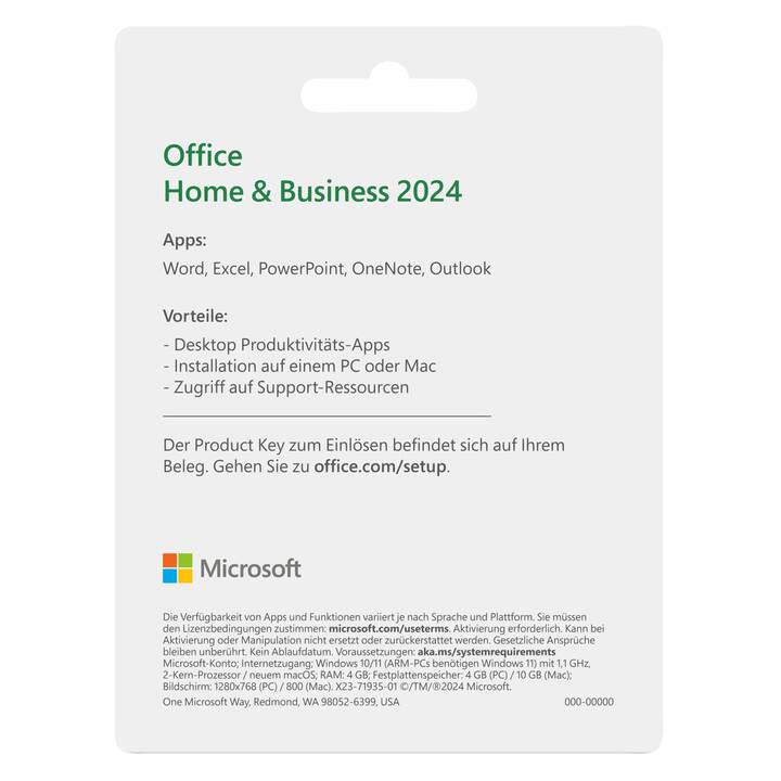 MICROSOFT Office Home & Business 2024 (Version complète, 1x, Allemand)