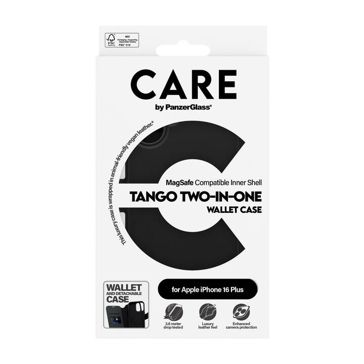 CARE Couverture arrière avec porte-carte MagSafe Feature Tango 2-in-1 (iPhone 16 Plus, Noir)