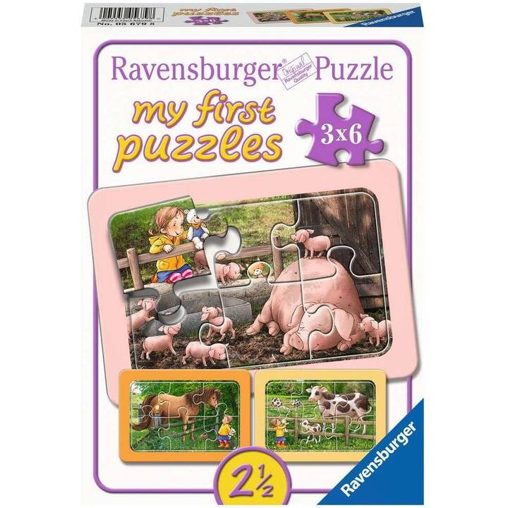RAVENSBURGER Lotta auf dem Bauernhof Puzzle (3 x 6 Stück)