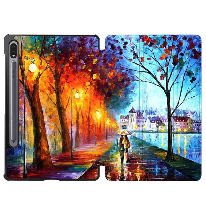 EG flip cover per Samsung Galaxy Tab S7 FE 12,4" (2021) - pittura paesaggistica arancione