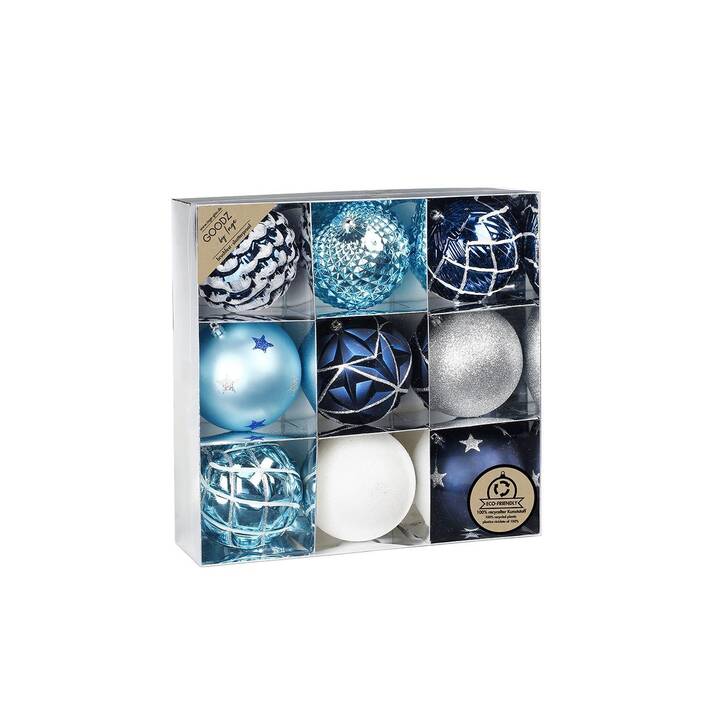 INGES CHRISTMAS DECOR Pallina di Natale (9 pezzo, Argento, Blu, Bianco)