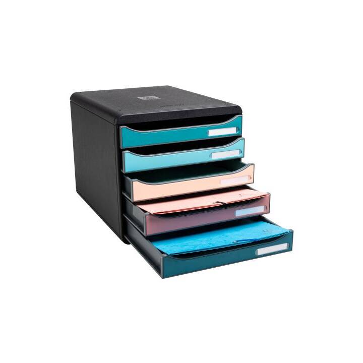 EXACOMPTA Büroschubladenbox Plus Skandi (A4+, 34.7 cm  x 27.8 cm  x 27.1 cm, Schwarz, Mehrfarbig)