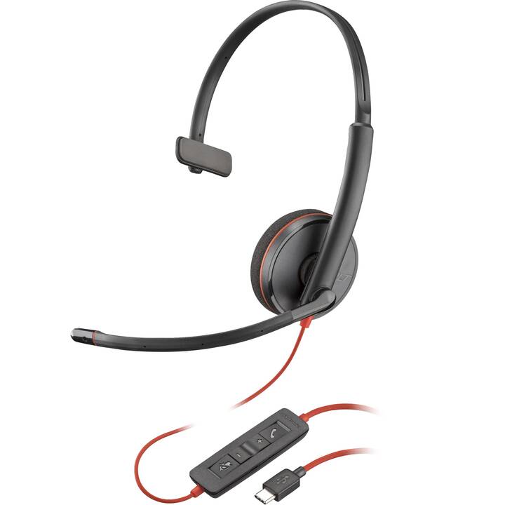 POLY Office Headset Blackwire 3210 (On-Ear, Kabel, Schwarz)