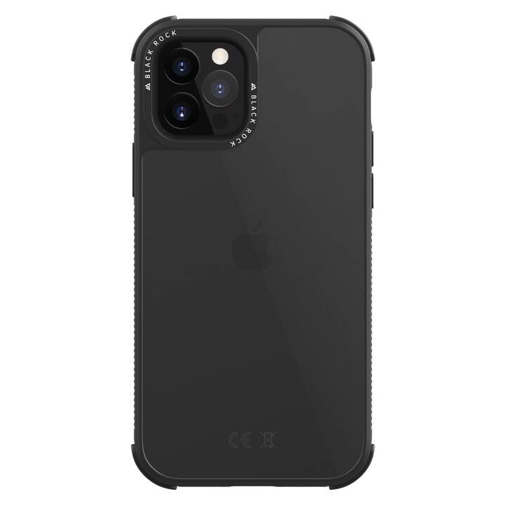 BLACK ROCK Backcover Robust (iPhone 12, iPhone 12 Pro, Transparent, Schwarz)