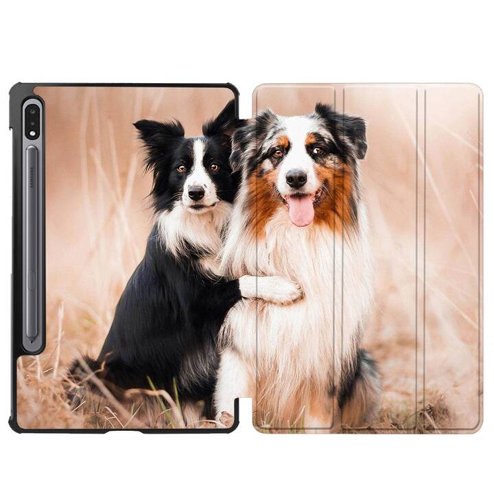 EG Klapp-Hülle für Samsung Galaxy Tab S7 FE 12.4" (2021) - braun - Hunde