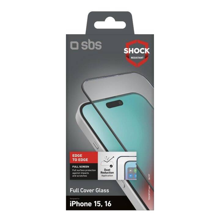 SBS Verre de protection d'écran (iPhone 15, iPhone 16)