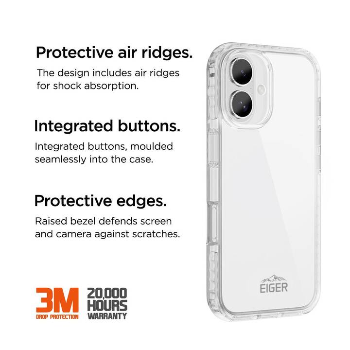 EIGER Backcover Ice Grip (iPhone 16, Transparent)