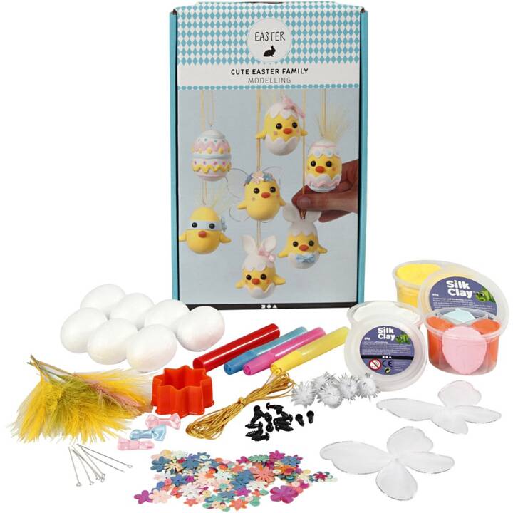 CREATIV COMPANY Set di bricolage Cute Easter Family (Polistirolo, Plastica, 7 x)