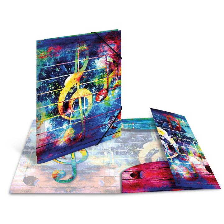 HERMA Cartellina con elastico Music (Blu scuro, Multicolore, A4, 1 pezzo)