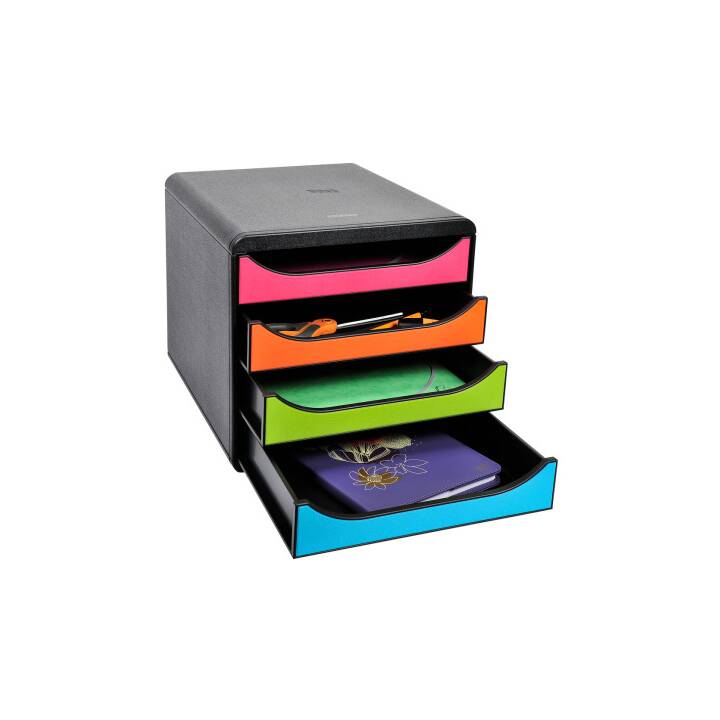 BIELLA Cassettiera da scrivania BigBox (A4+, 34.7 cm  x 27.8 cm  x 26.7 cm, Nero, Blu, Multicolore)