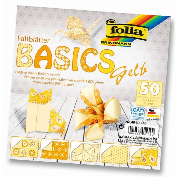 FOLIA Tonzeichenpapier Basics (Gelb, 50 Blatt)