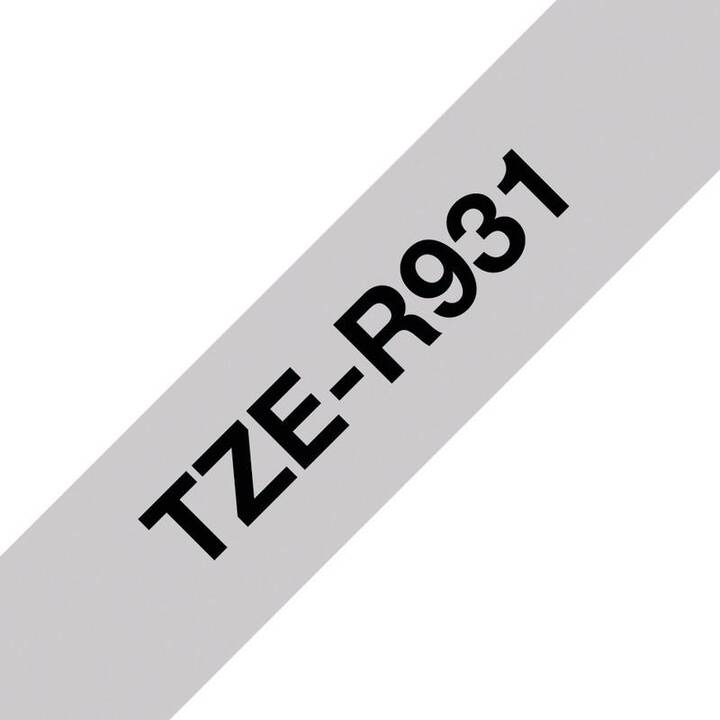 BROTHER TZE-R931 Ruban d'écriture (Noir / Argent, 12 mm)