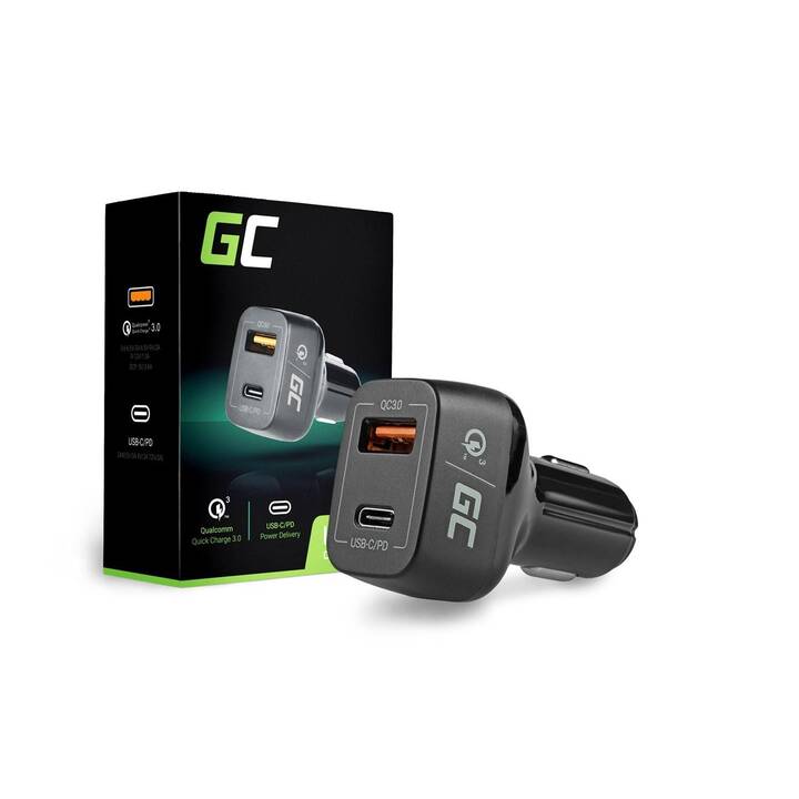 GREEN CELL Caricabatteria auto CAD33 (42 W, Presa accendisigari, USB di tipo C, USB di tipo A)
