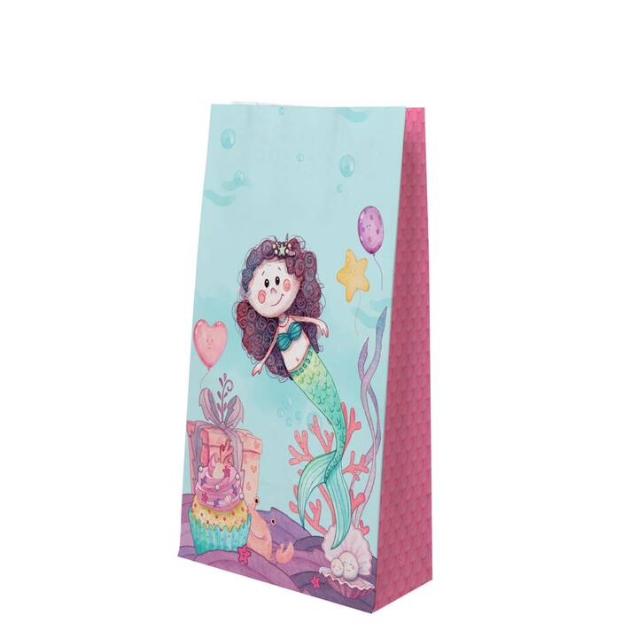 SUSY CARD Geschenktüte Mermaid (8 Stk, Blau, Rosa, Meerjungfrau)