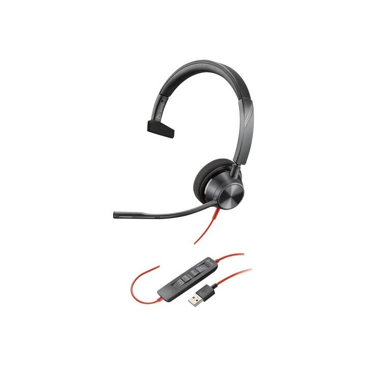 HP Office Headset Poly Blackwire 3310 (On-Ear, Kabel, Schwarz)