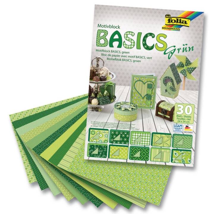 FOLIA Tonzeichenpapier Basics (Grün, 30 Blatt)