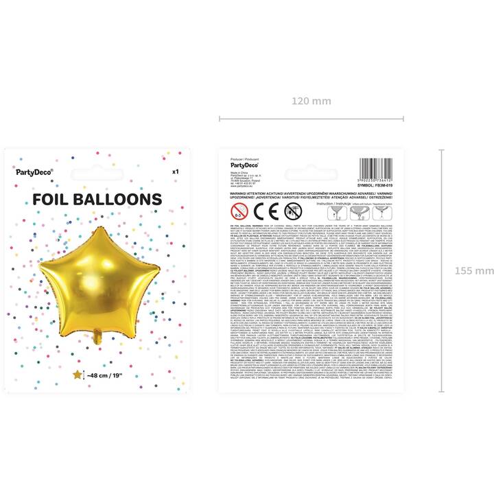 PARTYDECO Folienballon Star (48 cm, 1 Stück)