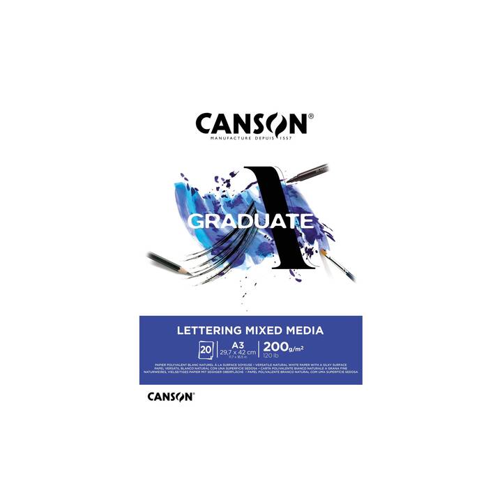 CANSON Papier pour peinture Graduate Lettering MixMed (A3)