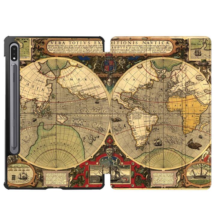 EG cover per Samsung Galaxy Tab S8+ 12.4" (2022) - marrone - mappa