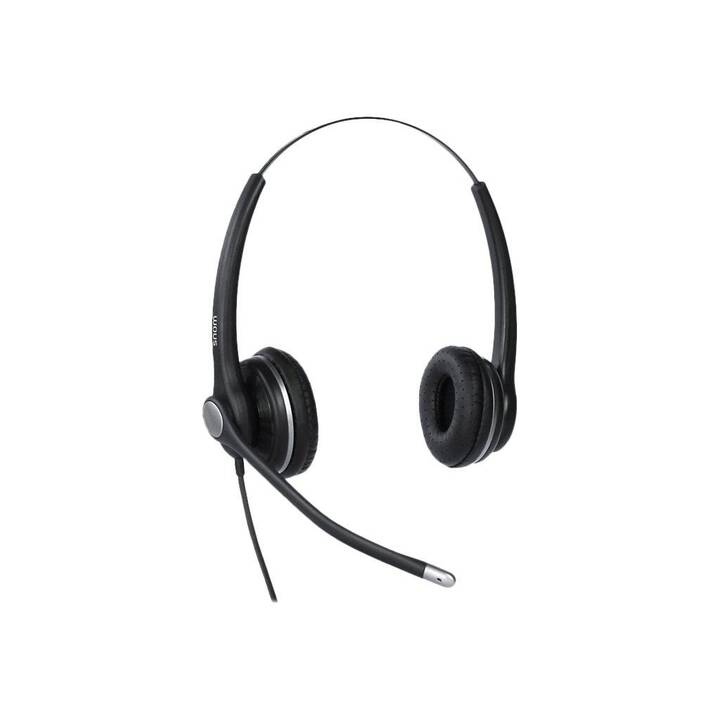 SNOM TECHNOLOGY Casque micro de bureau A100D (On-Ear, Câble, Noir)