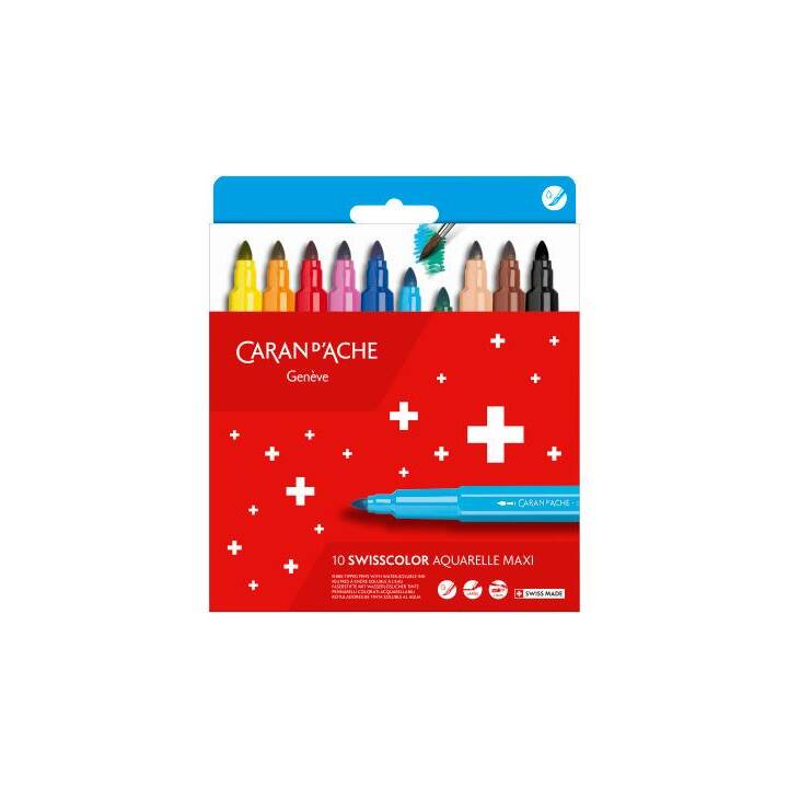 CARAN D'ACHE Swisscolor Maxi Crayon feutre (Multicolore, 10 pièce)
