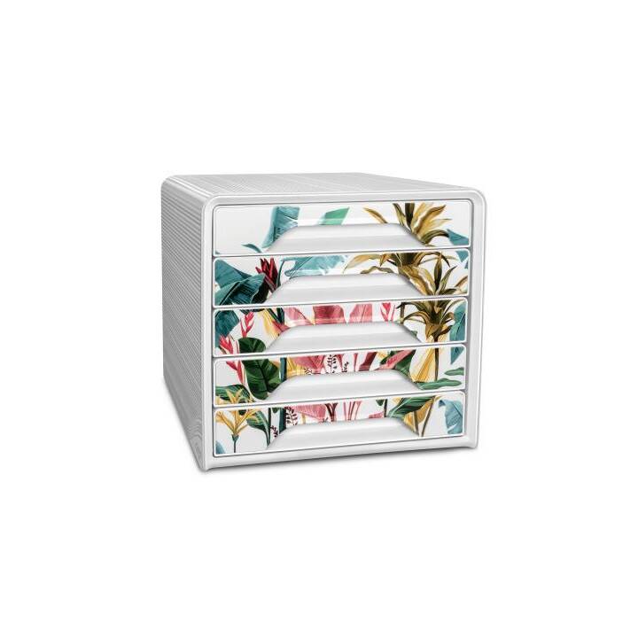 CEP Büroschubladenbox Smoove Tropical (A4, 28.8 cm  x 36 cm  x 27.1 cm, Weiss)