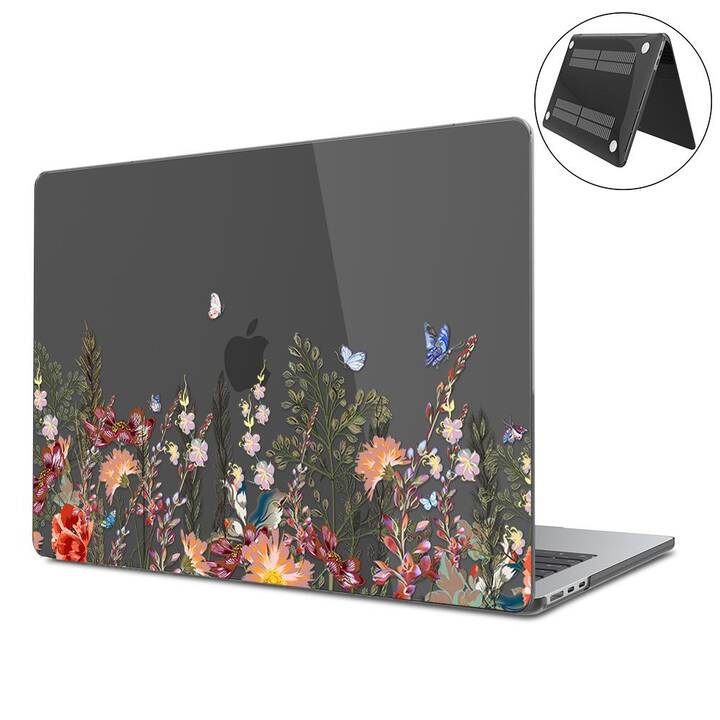 EG Coque rigide (MacBook Air 13" M2 2022, Fleurs, Transparent, Noir)