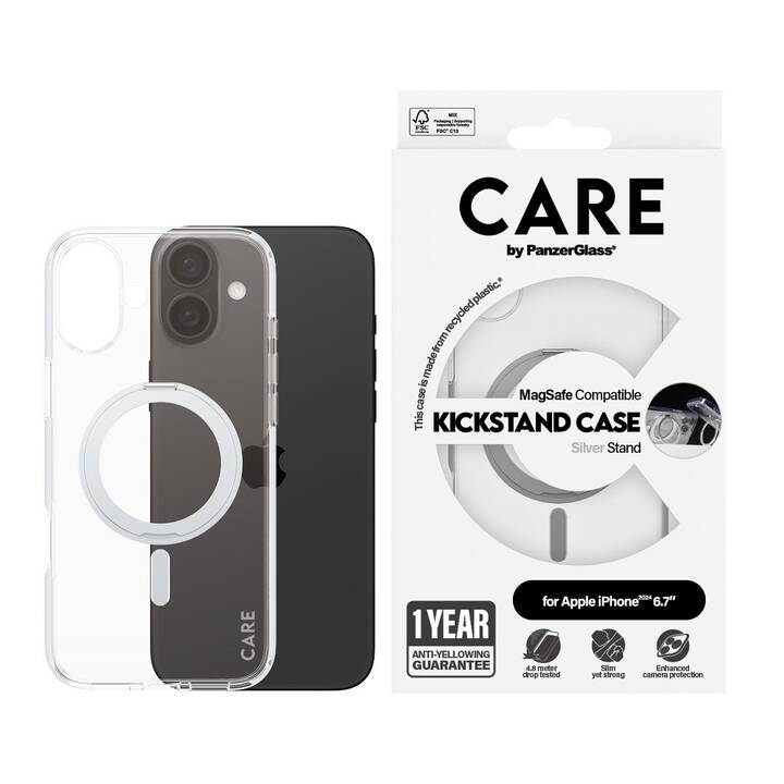 CARE Backcover (iPhone 16 Plus, Senza motivo, Transparente)