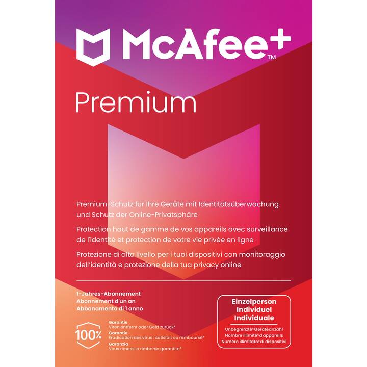 MCAFEE+ Premium Individual (Licenza annuale, 12 Mesi, Tedesco, Italiano, Francese)