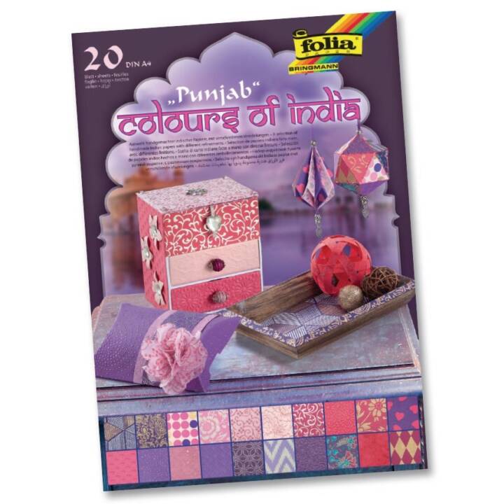 FOLIA Papier spécial India Punjab (Multicolore, A4, 20 pièce)