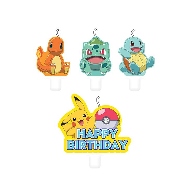 AMSCAN Candela per torta Pokemon (4 pezzo, Compleanno, Multicolore)