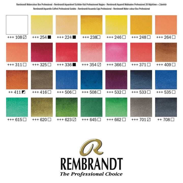 REMBRANDT Aquarellfarbe Professional Set (42 Stück, Mehrfarbig)