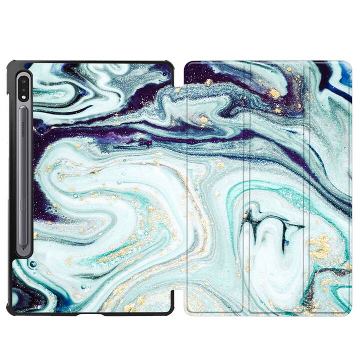 EG coque pour Samsung Galaxy Tab S8 11" (2022) - bleu - marbre