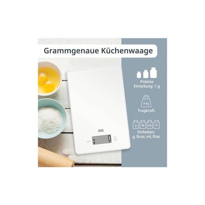 ADE Küchenwaage (Digital, Weiss)