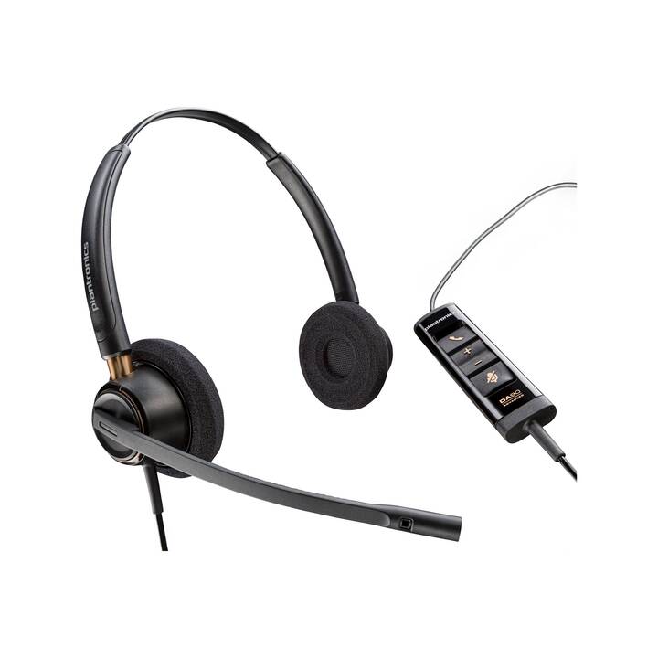 HP Office Headset Poly EncorePro 525 (On-Ear, Kabel, Schwarz)