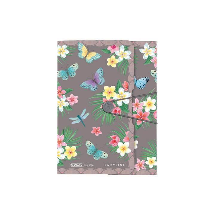 HERLITZ Cartellina con elastico Ladylike Butterflies (Multicolore, A4, 1 pezzo)