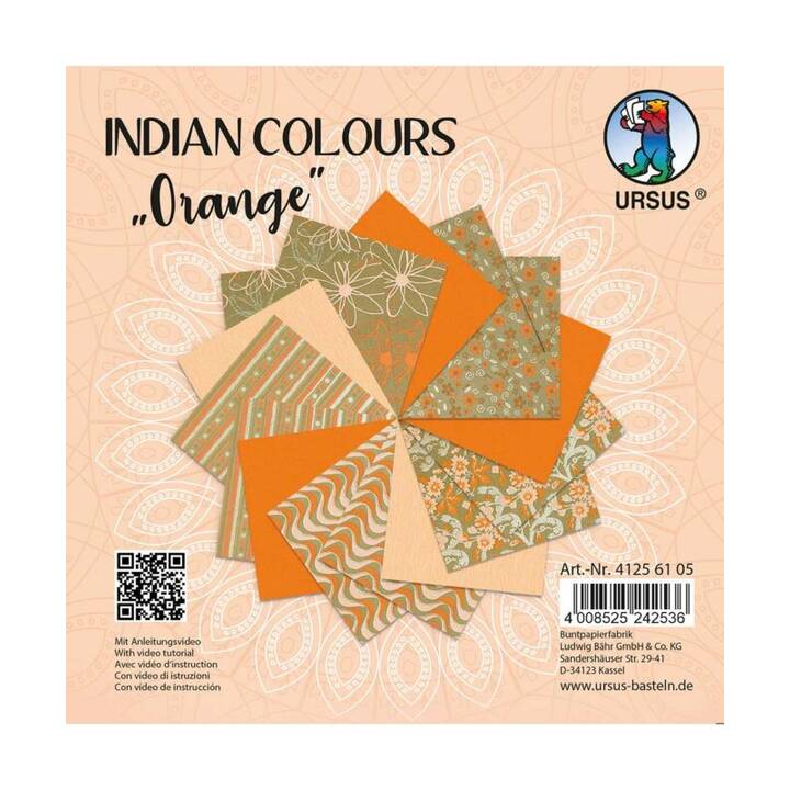 URSUS handgeschöpftes Papier Indian Colours (Orange, 15 Stück)