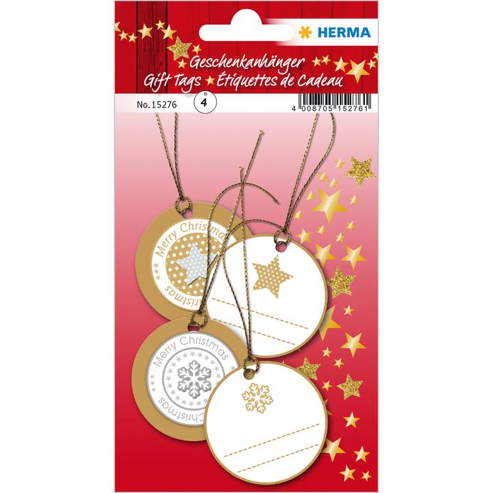 HERMA Geschenkanhänger (4 Stk, Gold, Weihnachten / Advent)