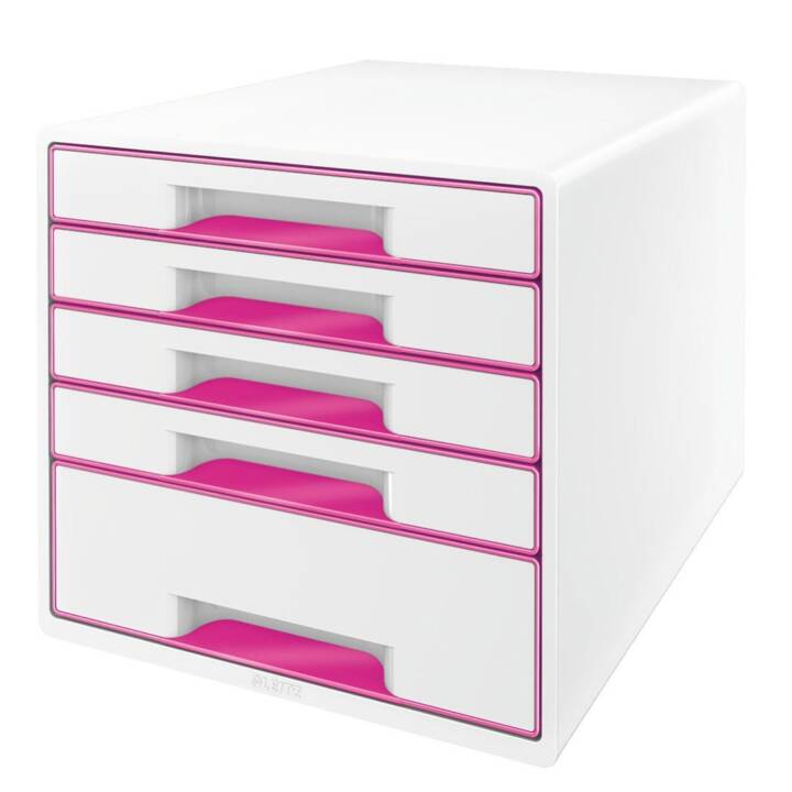 LEITZ Cassettiera da scrivania Wow Cube (A4+, 28.7 cm  x 36.3 cm  x 27 cm, Pink)