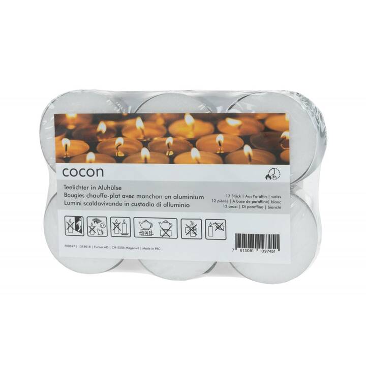 COCON Teelichter (12 Stück, Weiss)