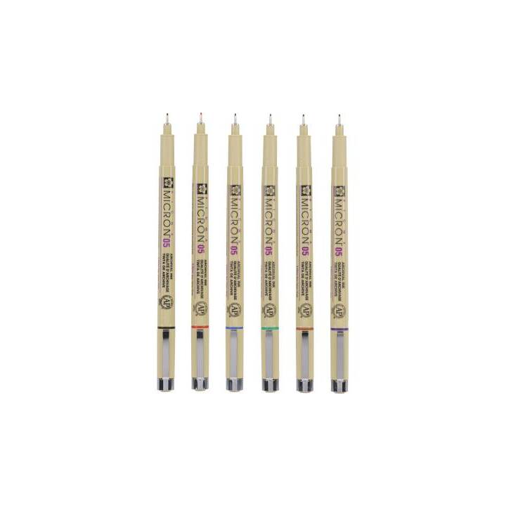 SAKURA Pigma Micron 05 Penna a fibra (Colori assortiti, 6 pezzo)