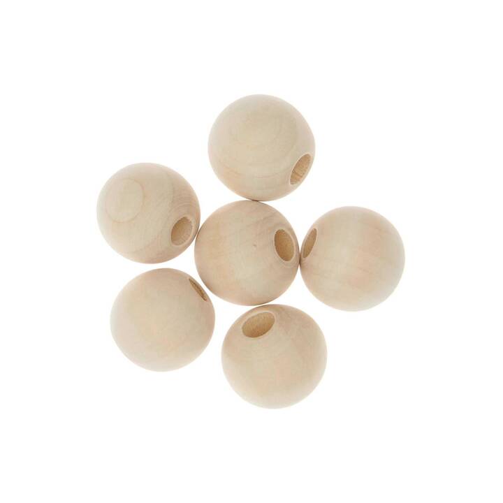 RICO DESIGN Perlen (6 Stück, Holz, Natur)