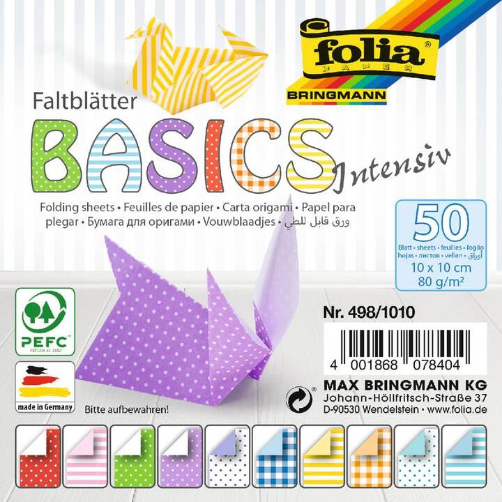 FOLIA Spezialpapier Basic Intensiv (Mehrfarbig, 50 Stück)
