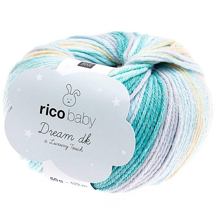 RICO DESIGN Wolle Luxury touch (50 g, Türkis, Mehrfarbig)