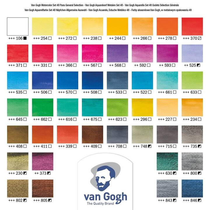 VAN GOGH Peinture aquarelle Set (50 pièce, Multicolore)