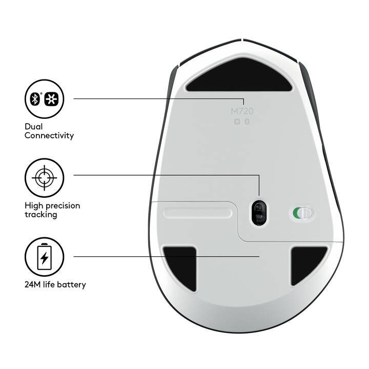 LOGITECH M720 Triathlon Maus (Kabellos, Office)