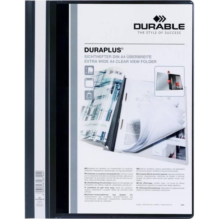 DURABLE Chemises de presentation Duraplus (Noir, A4+, 1 pièce)