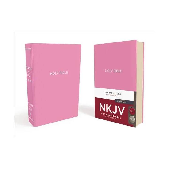 NKJV, Gift and Award Bible, Leather-Look, Pink, Red Letter, Comfort Print