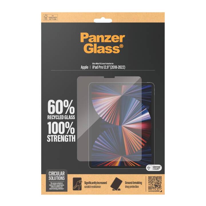 PANZERGLASS Ultra-Wide Fit Film pour écran (12.9", iPad Pro Gen. 5 2021, iPad Pro Gen. 6 2022, iPad Pro Gen. 4 2020, iPad Pro Gen. 3 2018, Transparent)